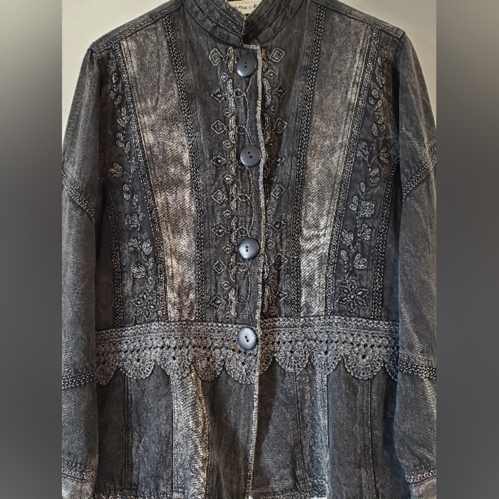Flashback | Jackets Charcoal Embroidered Denim Jacket - Picture 4 of 10